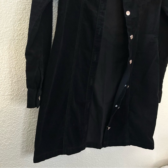 Forever 21 Dress Coat Corduroy Button-Up Black Long Sleeve Black Color Size S - Picture 9 of 13